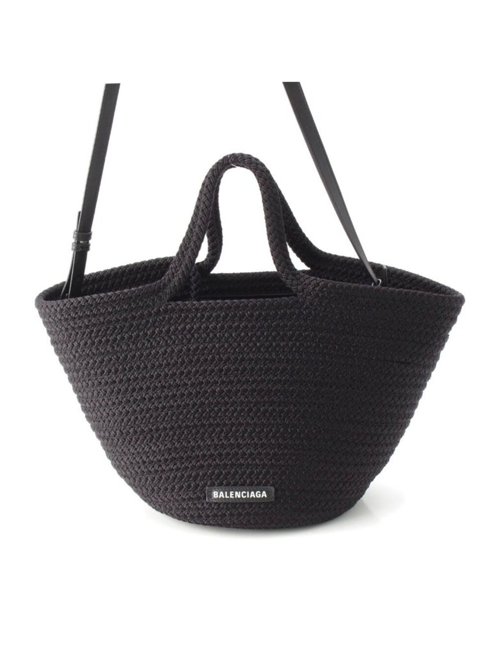 Balenciaga Ibiza Medium Raffia Basket 2-Way Shoulder Handbag Black